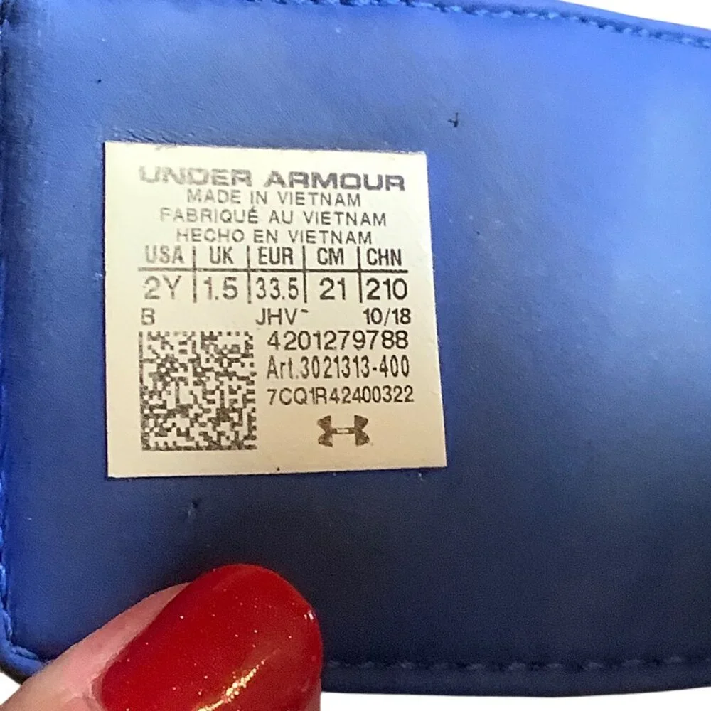 Under Armour Youth Slide Sandals Blue White  2 Youth‎ 4D Foam Cushion Comfort